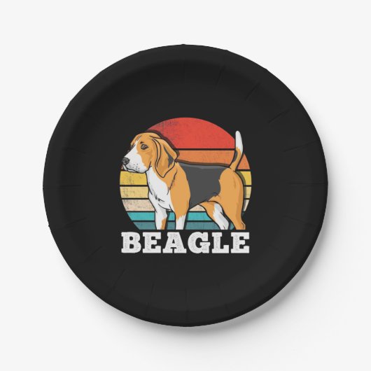 Retro Beagle Hund Pappteller (Vorderseite)