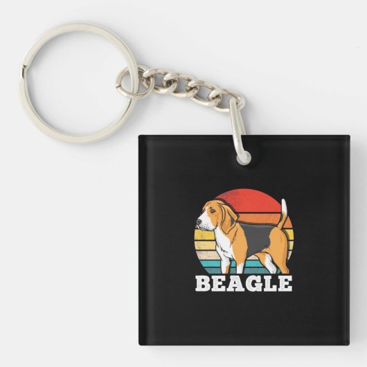 Retro Beagle Hund Schlüsselanhänger (Vorderseite)