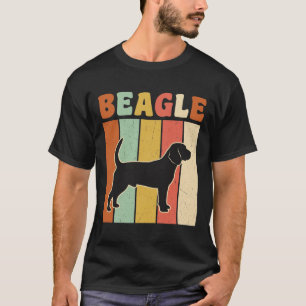 Retro-Beagle-Hund-Silhouette Vintage-Streifen T-Shirt
