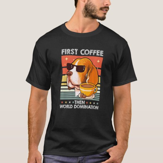 Retro Beagle Sunglasses Coffee Pet Dog Breed Vinta T-Shirt (Vorderseite)