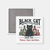 Retro Beängstigend Black Cat Apothecary Witchy Wic Magnet (Vorderseite/Rückseite)