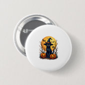 Retro Beängstigend Halloween Kostüm Schwarze Katze Button (Vorne & Hinten)