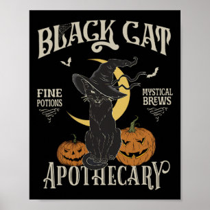 Retro Beängstigend Halloween Kostüm Schwarze Katze Poster