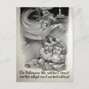 Retro Beängstigend Hexenkarte Postkarte