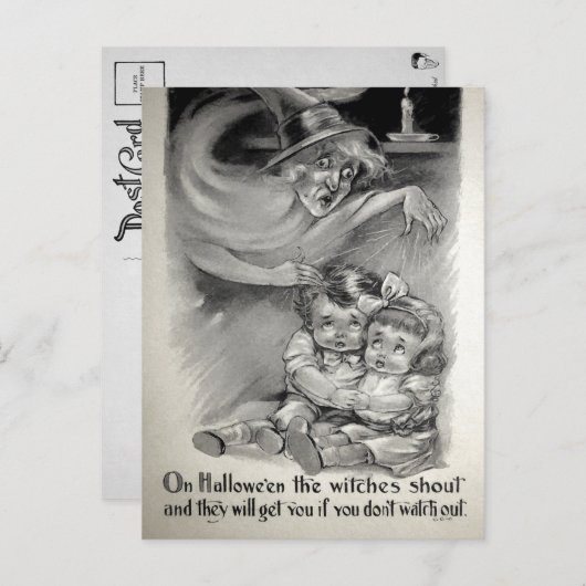 Retro Beängstigend Hexenkarte Postkarte (Vorne/Hinten)