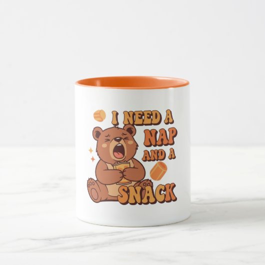 Retro Bear Nap and Snack Color Inside Mug Tasse (Zentrum)