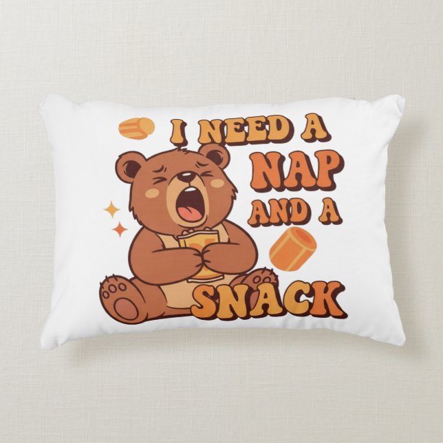 Retro Bear Nap and Snack Rectangular Pillow Dekokissen (Vorderseite)