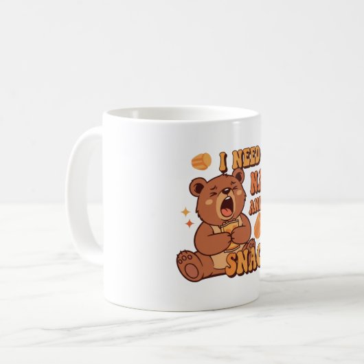 Retro Bear Snack First White Mug Kaffeetasse (Vorderseite Links)