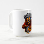 Retro Bear With Cheese Grater Hat and Sunglasses Kaffeetasse (Vorderseite Links)
