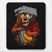Retro Bear With Cheese Grater Hat and Sunglasses Mousepad (Vorne)