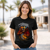 Retro Bear With Cheese Grater Hat and Sunglasses T-Shirt