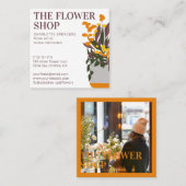 Retro-bearbeitbares Blumenmuster-Blumenmuster Quadratische Visitenkarte (Vorne/Hinten)