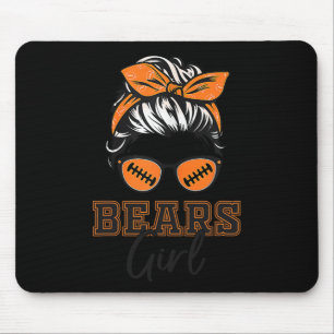 Retro Bears Girl Messy Bun Sports Fan Team Spirit Mousepad