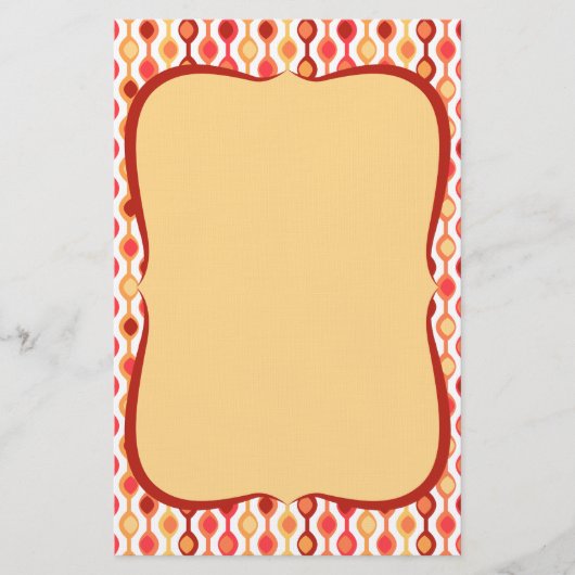 Retro Beat Muster Gelb Orange Briefpapier (Vorderseite)