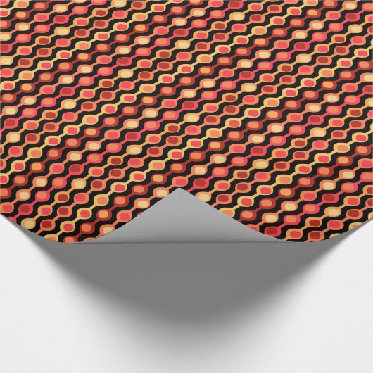 Retro Beat Muster Gelb Orange Geschenkpapier (Ecke)