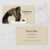 Retro Beautician Shampoo Long Black Hair Visitenkarte (Vorne/Hinten)