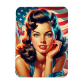 Retro Beautiful American Girl Magnet (Vertikal)