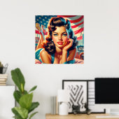 Retro Beautiful American Girl Poster (Heimbüro)