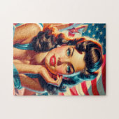 Retro Beautiful American Girl Puzzle (Horizontal)