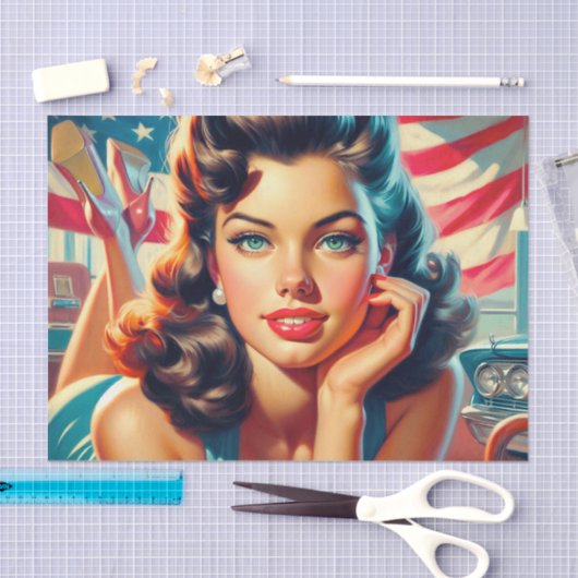 Retro Beautiful American Girl Seidenpapier (Handwerk)