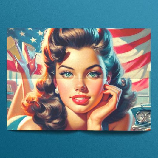 Retro Beautiful American Girl Seidenpapier