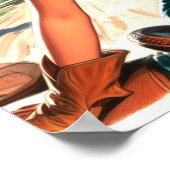 Retro Beautiful Cowgirl Button Up Poster (Ecke)