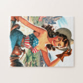 Retro Beautiful Cowgirl Button Up Puzzle (Horizontal)