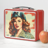 Retro Beautiful weiblicher Soldat Metall Brotdose (Beispiel)