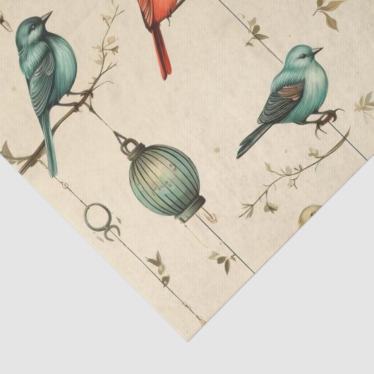 Retro Beauty Birdcages Birds Decoupage Seidenpapier (Ausschnitt)