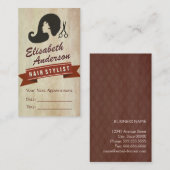 Retro Beauty - Friseur Salon Stylist Ernennung Terminkarte (Vorne/Hinten)