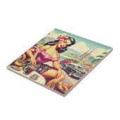 Retro Beauty Hispanic Girl Fliese (Seite)