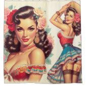 Retro Beauty Mexican Woman Duschvorhang (Vorderseite)