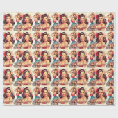 Retro Beauty Mexican Woman Geschenkpapier (Flach)