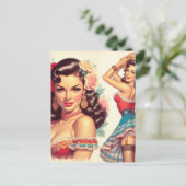 Retro Beauty Mexican Woman Postkarte (Stehend Vorderseite)
