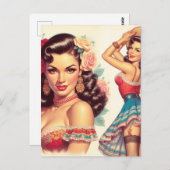 Retro Beauty Mexican Woman Postkarte (Vorne/Hinten)
