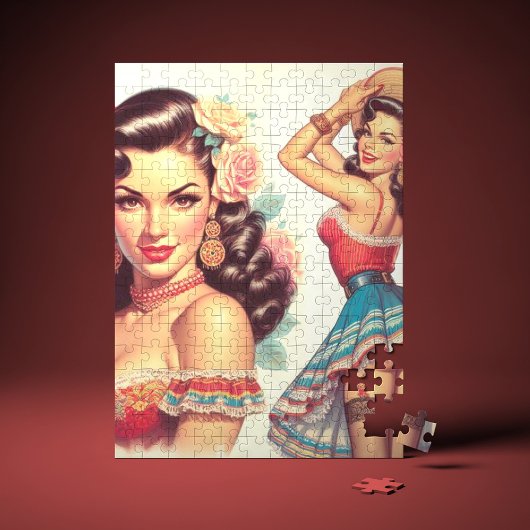 Retro Beauty Mexican Woman Puzzle