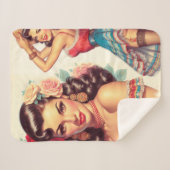 Retro Beauty Mexican Woman Sherpadecke (Vorderseite (Horizontal))