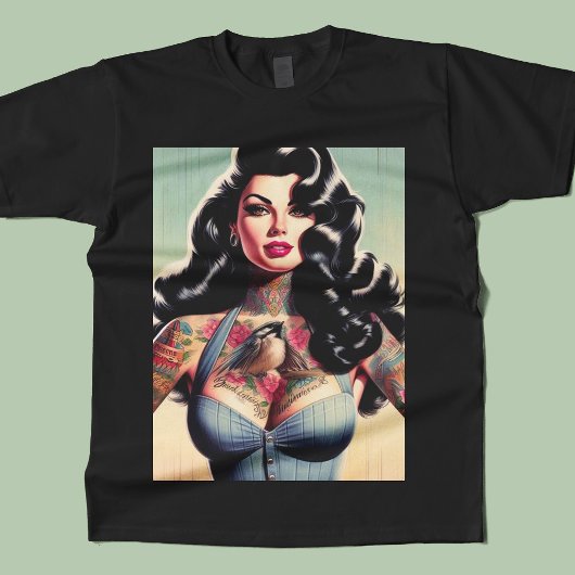 Retro Beauty Tattooot Button hoch T-Shirt
