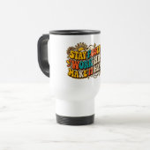 Retro-Becher 'Bleib positiv' Reisebecher (Vorderseite Links)