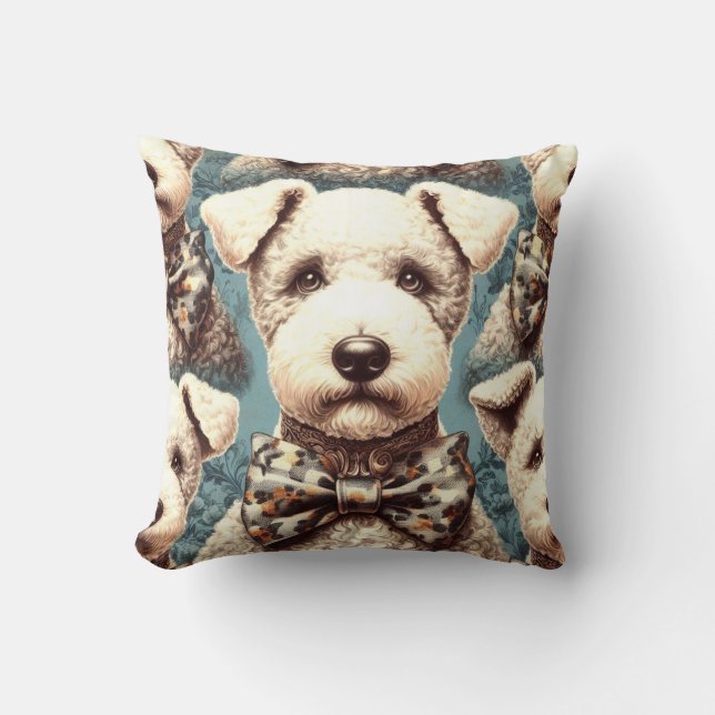 Retro Bedlington Terrier Illustration Kissen (Vorderseite)