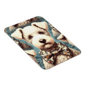 Retro Bedlington Terrier Illustration Magnet (Rechte Seite)