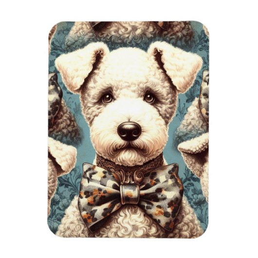 Retro Bedlington Terrier Illustration Magnet (Vertikal)