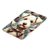 Retro Bedlington Terrier Illustration Magnet (Linke Seite)