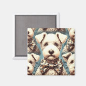 Retro Bedlington Terrier Illustration Magnet (Vorderseite/Rückseite)