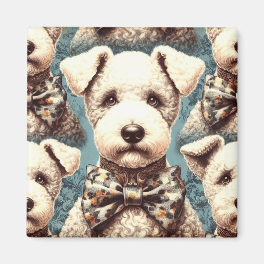 Retro Bedlington Terrier Illustration Magnet (Vorne)