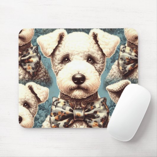 Retro Bedlington Terrier Illustration Mousepad (Mit Mouse)