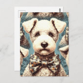 Retro Bedlington Terrier Illustration Postkarte (Vorne/Hinten)