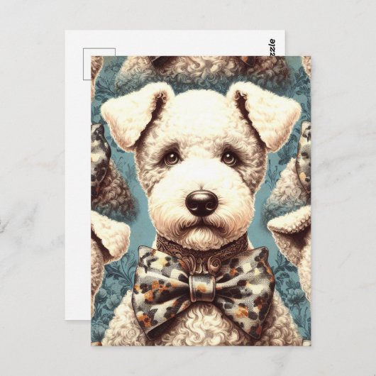 Retro Bedlington Terrier Illustration Postkarte (Vorne/Hinten)