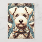 Retro Bedlington Terrier Illustration Postkarte (Vorderseite)