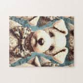 Retro Bedlington Terrier Illustration Puzzle (Horizontal)